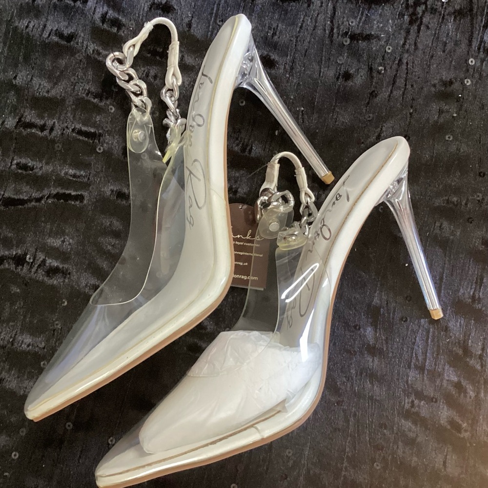 Clear PVC White Pointed Stiletto Heels - Unbranded